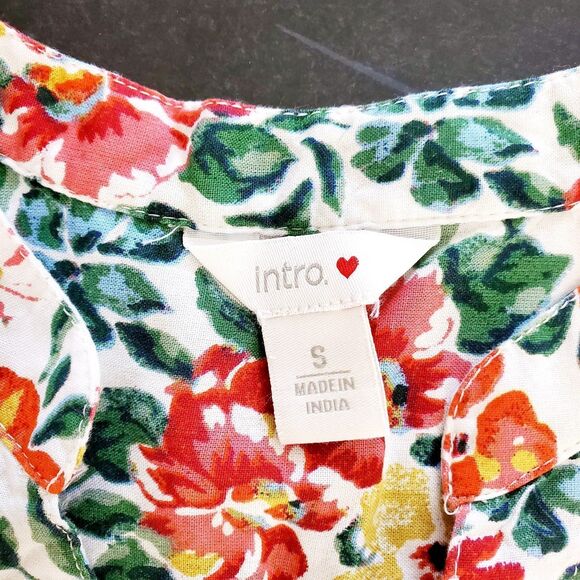 Intro Button Front Blouse Floral Tunic ¾ sleeves Size Small S - Picture 3 of 7